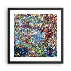 Poster in black frame - Stained Glass with Drops - 40x40 cm
