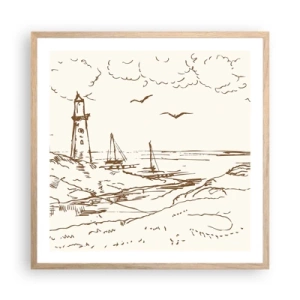 Poster in light oak frame - Outline of a Summer Postcard - 60x60 cm
