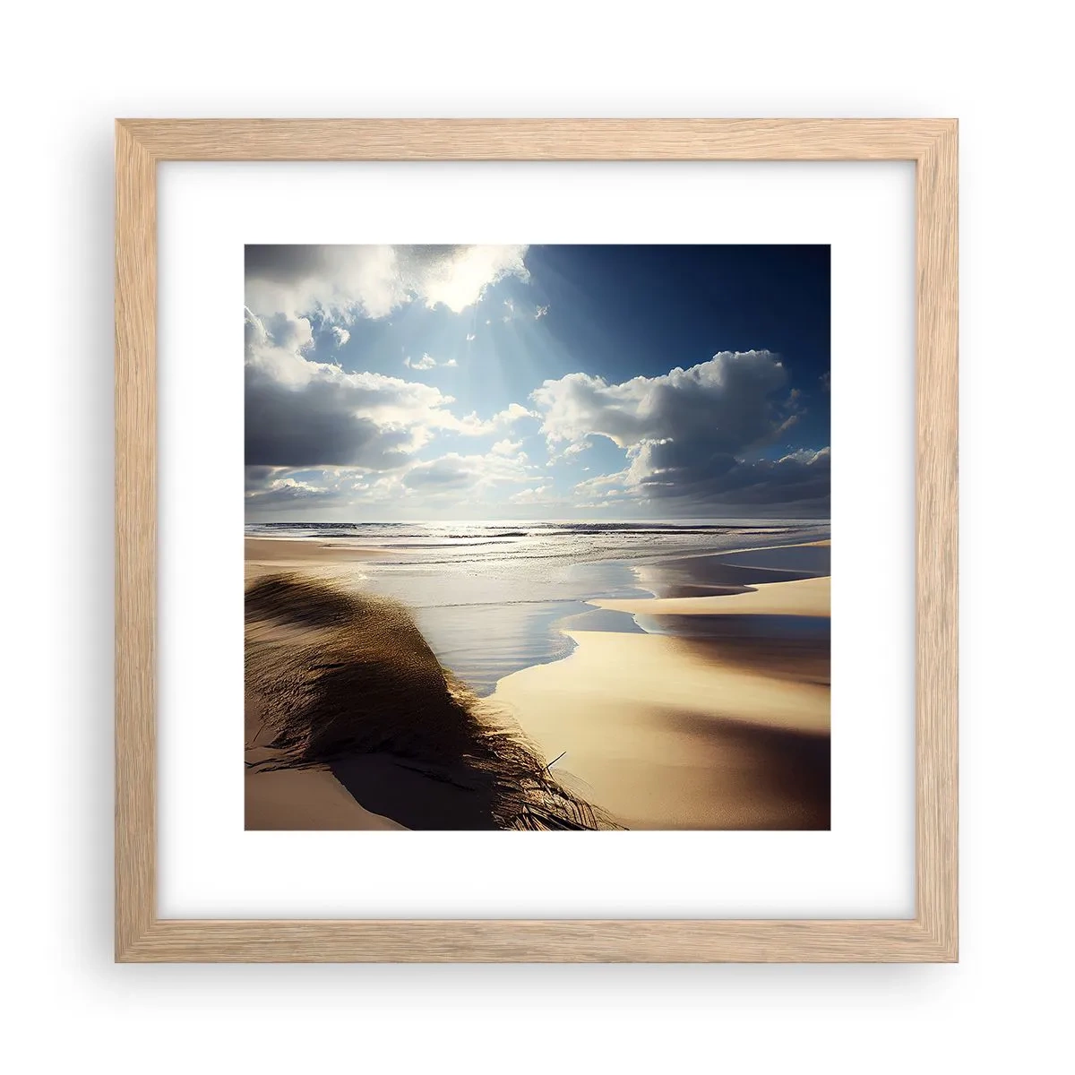 Poster in light oak frame - Beach, Wild Beach - 30x30 cm