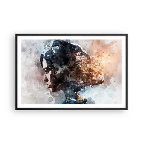 Poster in black frame - Tale about a Girl with a City in the Background - 91x61 cm