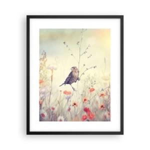 Poster in black frame - Bird Portrait with a Meadow in the Background - 40x50 cm