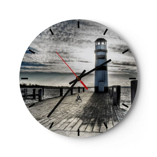 Wall clock - Clock on glass - Sailors, I am Waiting for You - 40x40 cm
