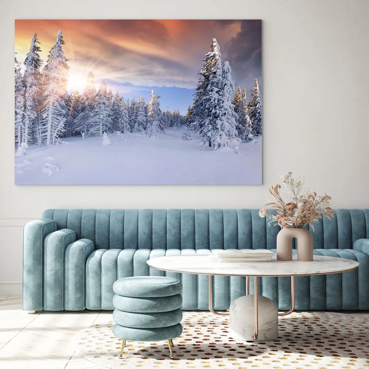 Glass picture - Snowy Spectacle of Nature - 100x70 cm