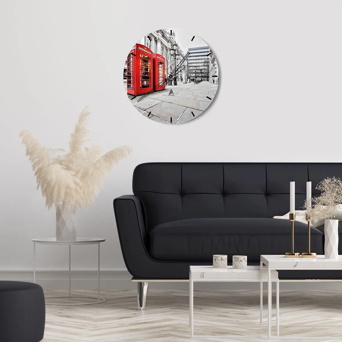 Wall clock - Clock on glass - Welcome to London - 40x40 cm