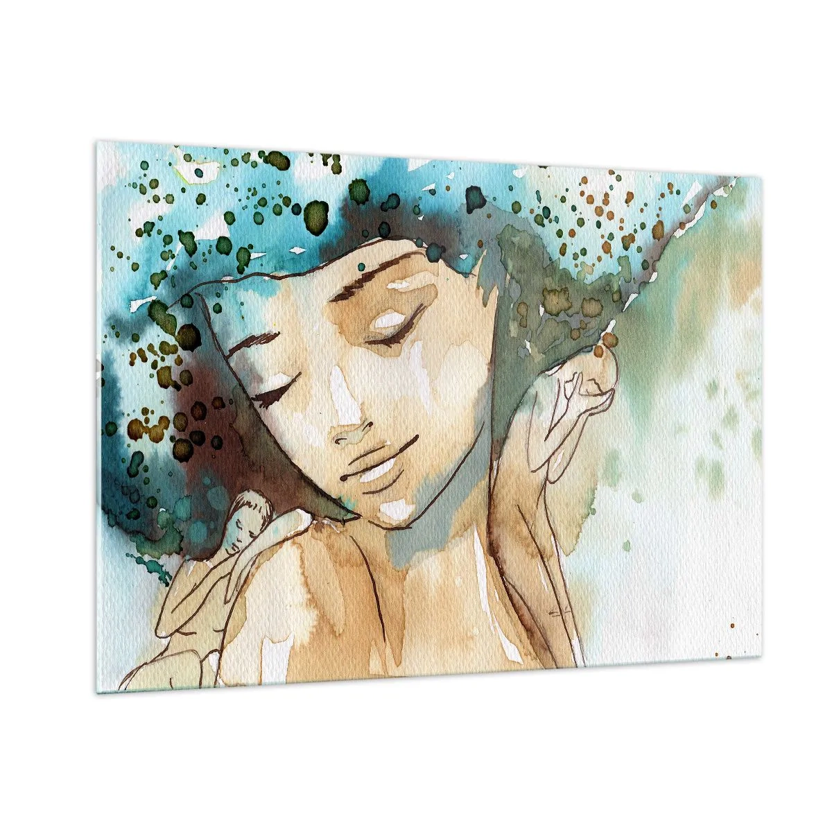 Glass picture - Lady in Blue - 100x70 cm