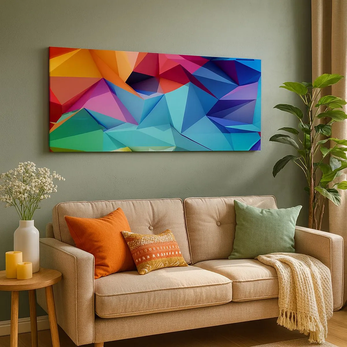 Canvas picture - Rainbow Origami - 100x40 cm