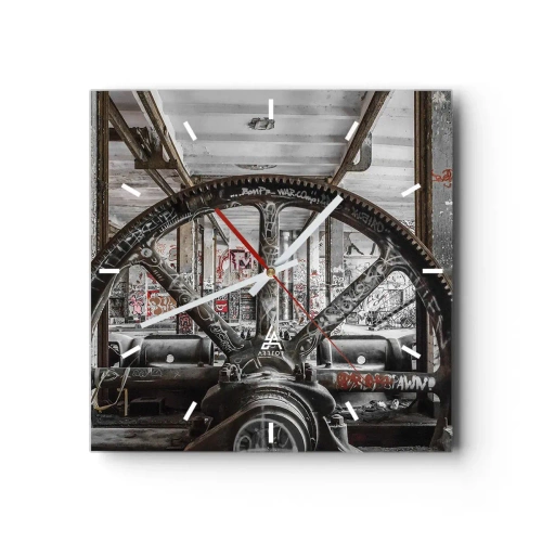 Wall clock - Clock on glass - Secret Life of a Factory - 40x40 cm