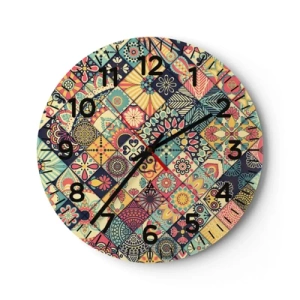 Wall clock - Clock on glass - Moroccan Style - 30x30 cm