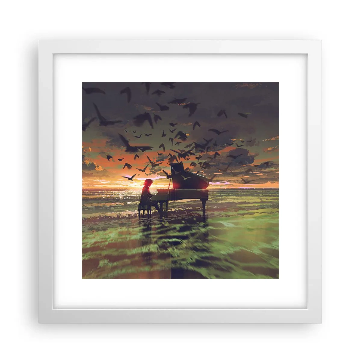 Poster in white frmae - Concert for Piano and Waves - 30x30 cm