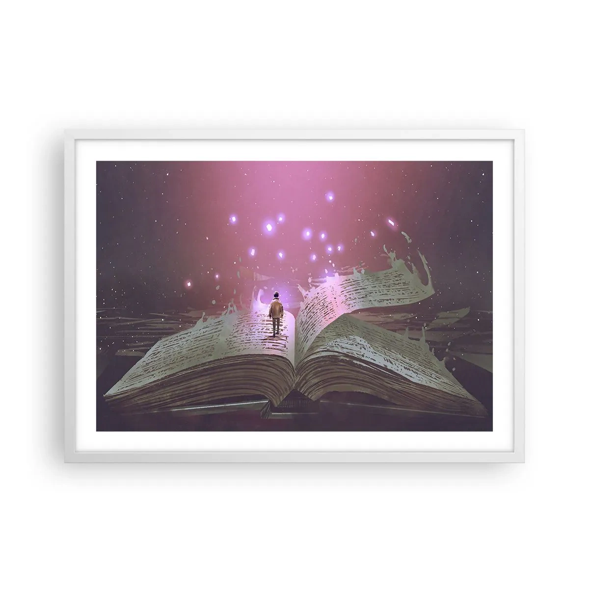Poster in white frmae - Invitation to Another World -Read It! - 70x50 cm