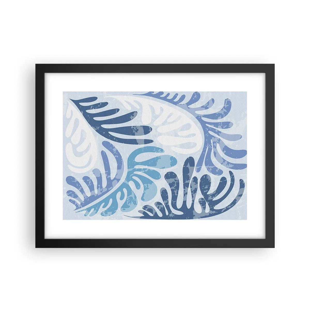 Poster in black frame - Blue Ferns - 40x30 cm