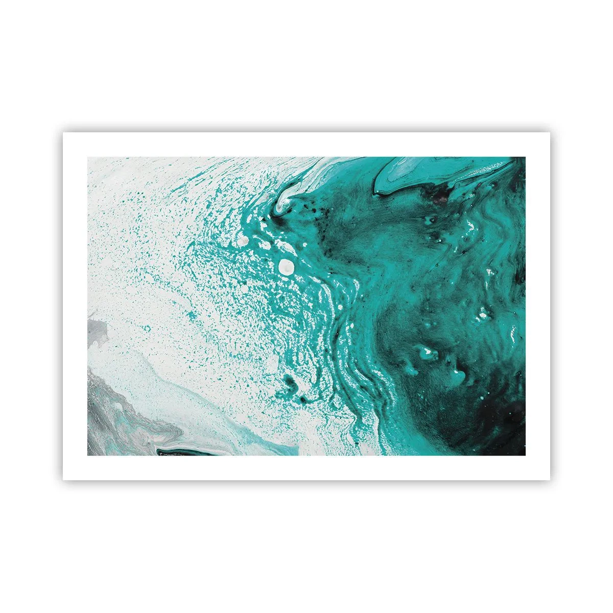 Poster - Dissolving in White and Turquoise - 70x50 cm