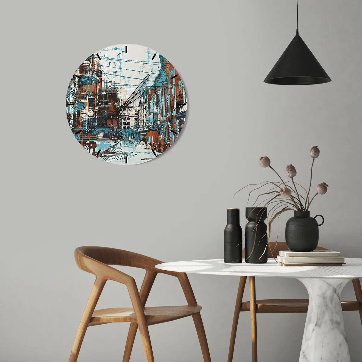 Wall clock - Clock on glass - Blazed City Trail - 40x40 cm