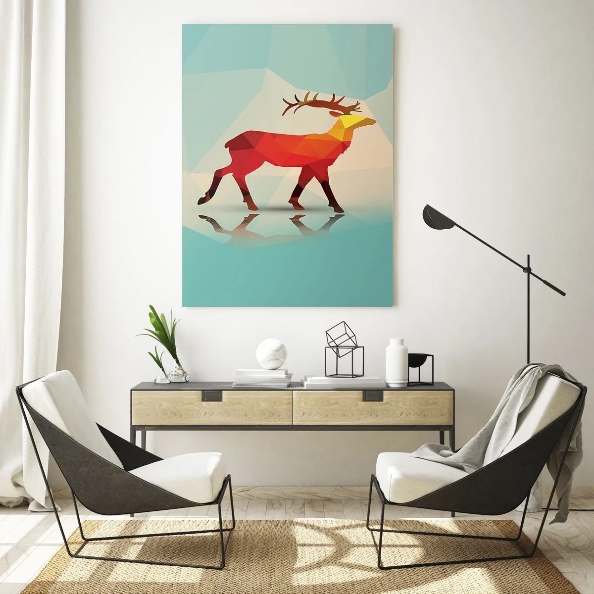 Glass picture - Geometrical Deer - 50x70 cm