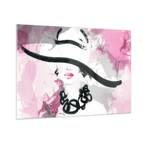 Glass picture - Portrait of a Lady in Black and Pink - 100x70 cm