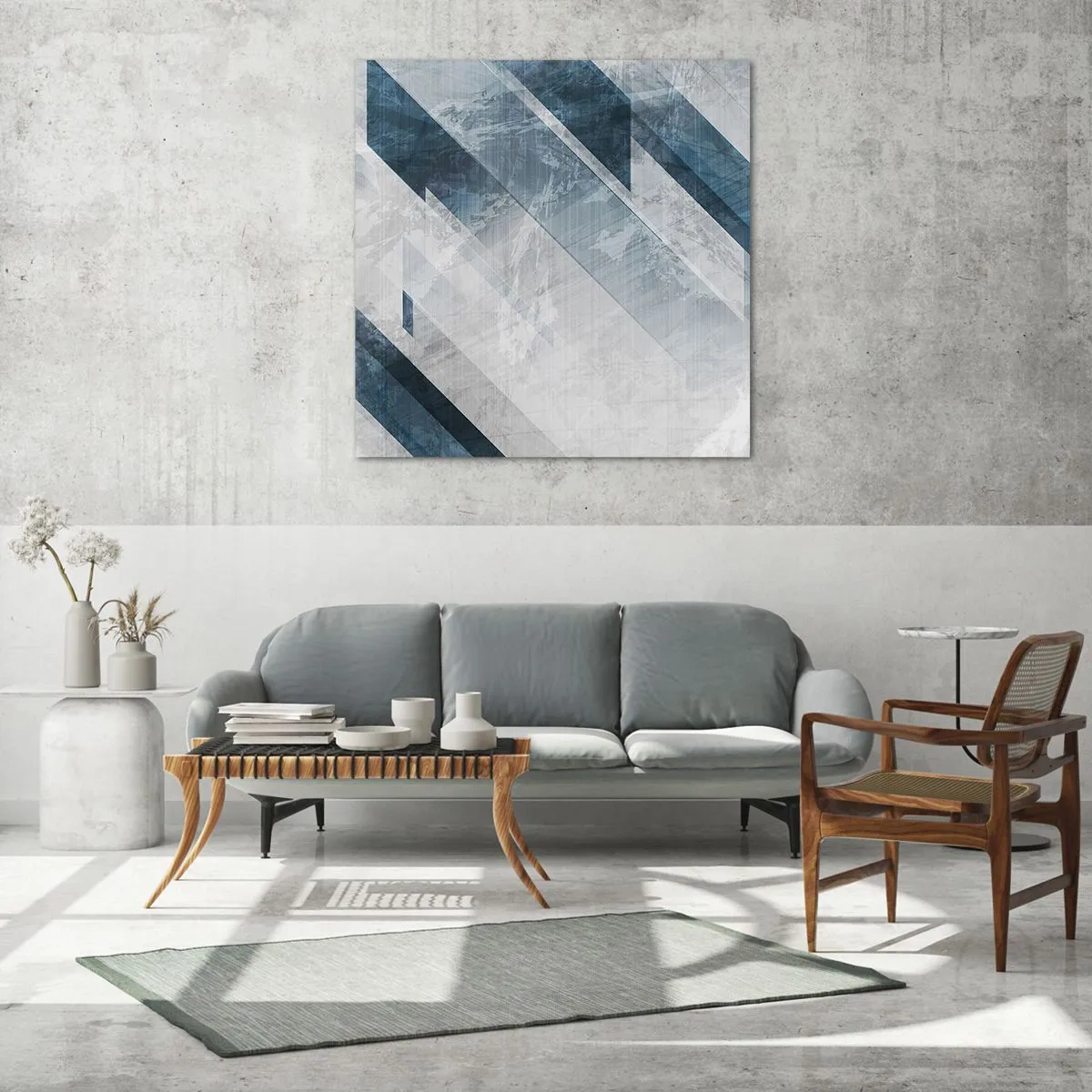 Glass picture - Spacial Composition - Movement of Greys - 30x30 cm