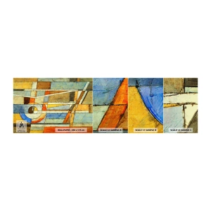 Photo Wallpaper Sample Self-Adhesive Deluxe Sticker - Cubism on a Construction Site - Abstraction, Piece, Graphics - 100x30 cm
