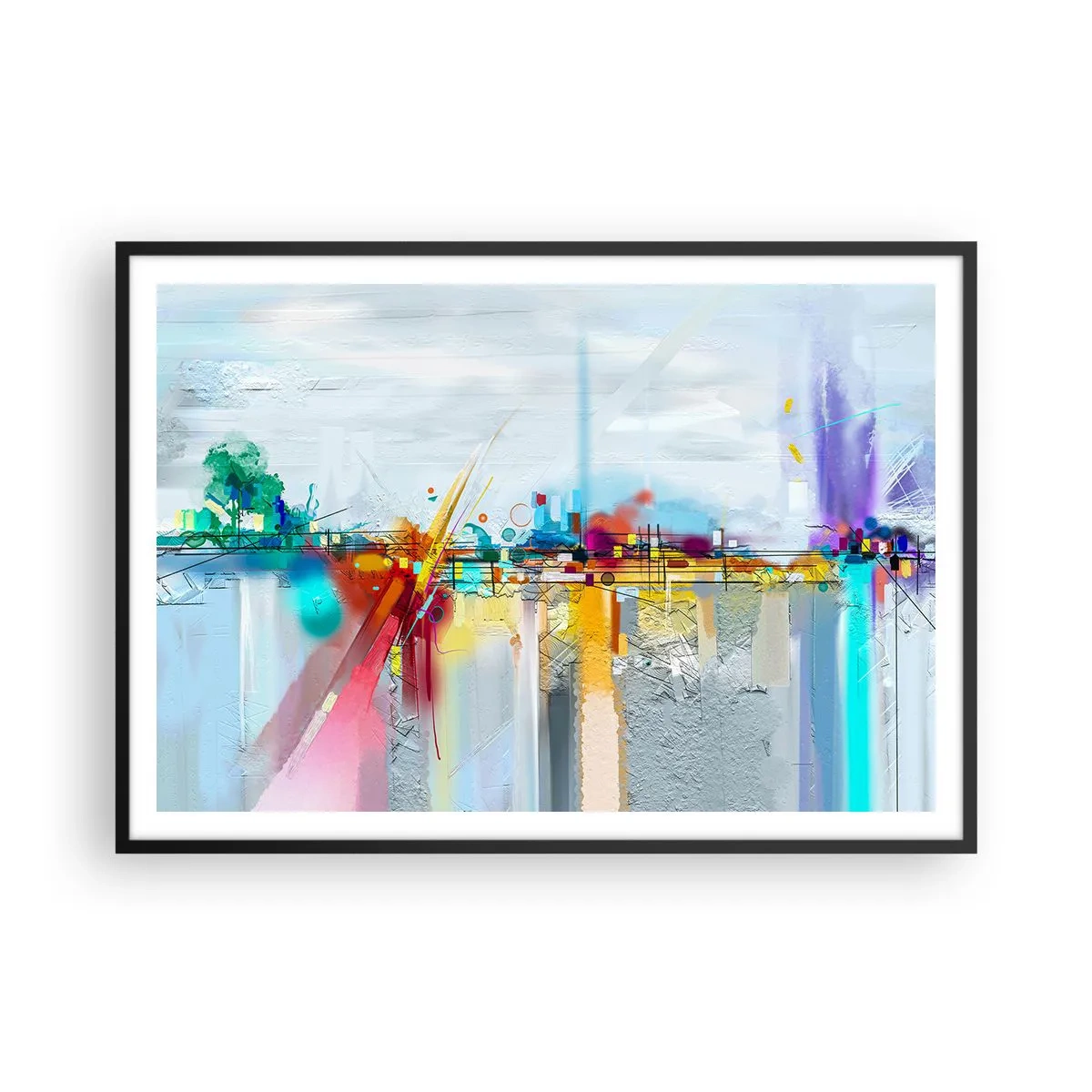 Poster in black frame - Bridge of Joy over the River of Life - 100x70 cm