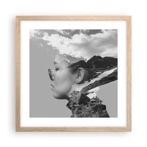 Poster in light oak frame - Cloudy Portrait - 40x40 cm