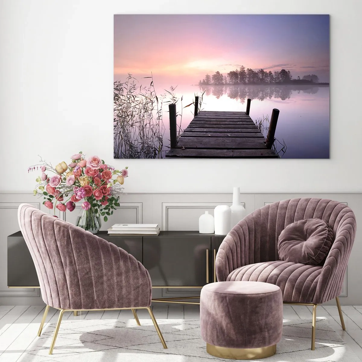 Glass picture - Out from a Lilac Fog… - 100x70 cm
