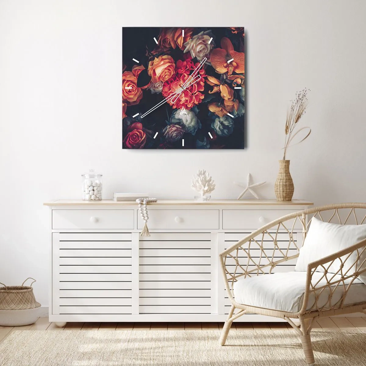 Wall clock - Clock on glass - Like at Dutch Masters - 40x40 cm