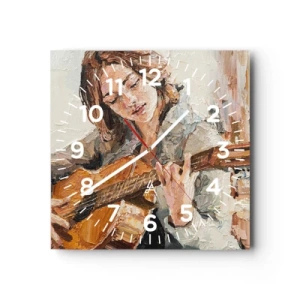 Wall clock - Clock on glass - Concert for Guitar and Girly Heart - 40x40 cm