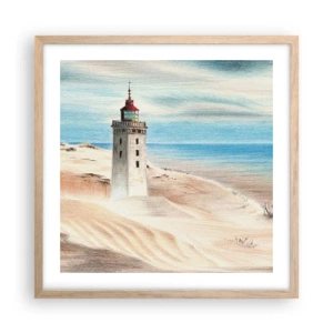 Poster in light oak frame - Always Staring at the Sea - 50x50 cm