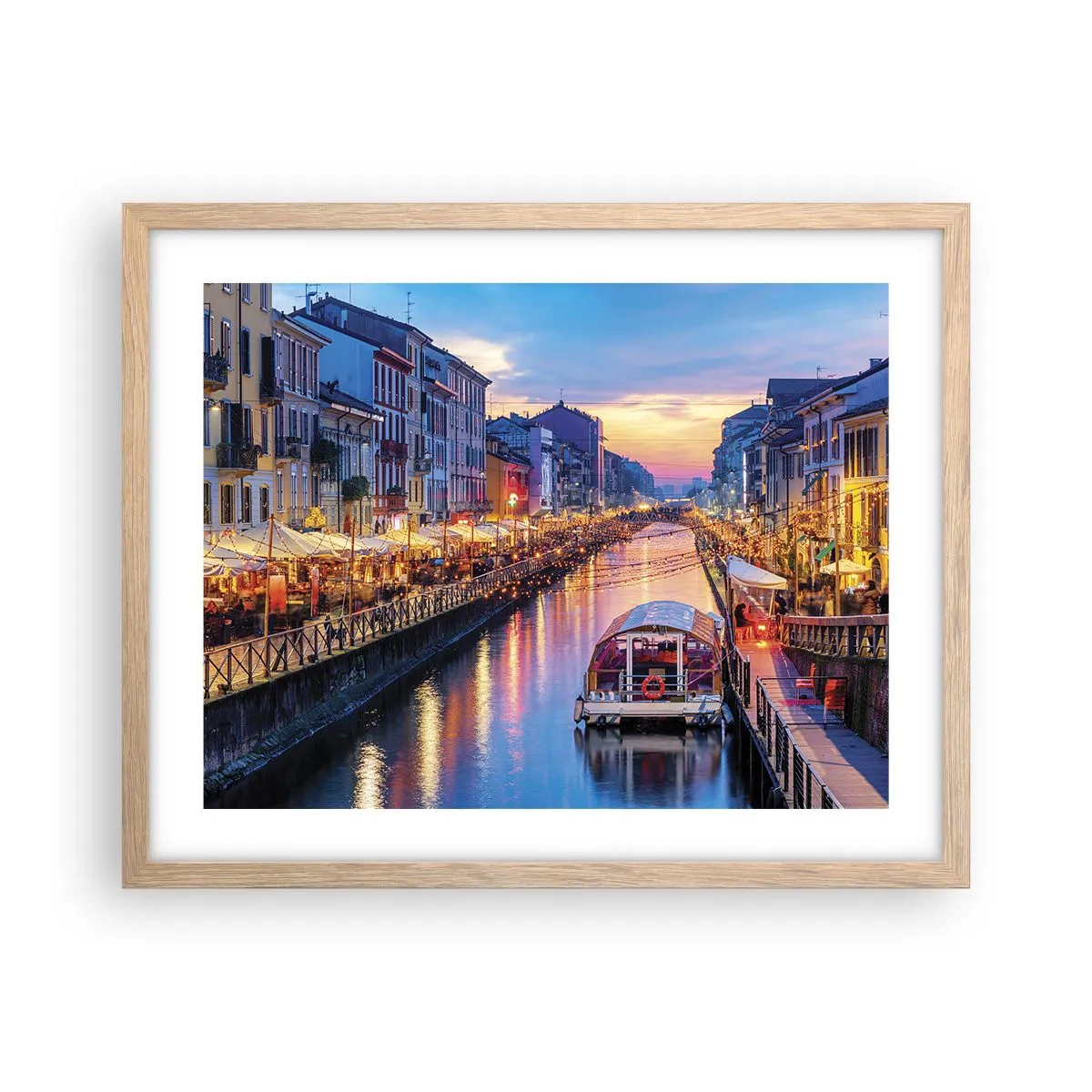 Poster in light oak frame - Evening of Light and Fun - 50x40 cm