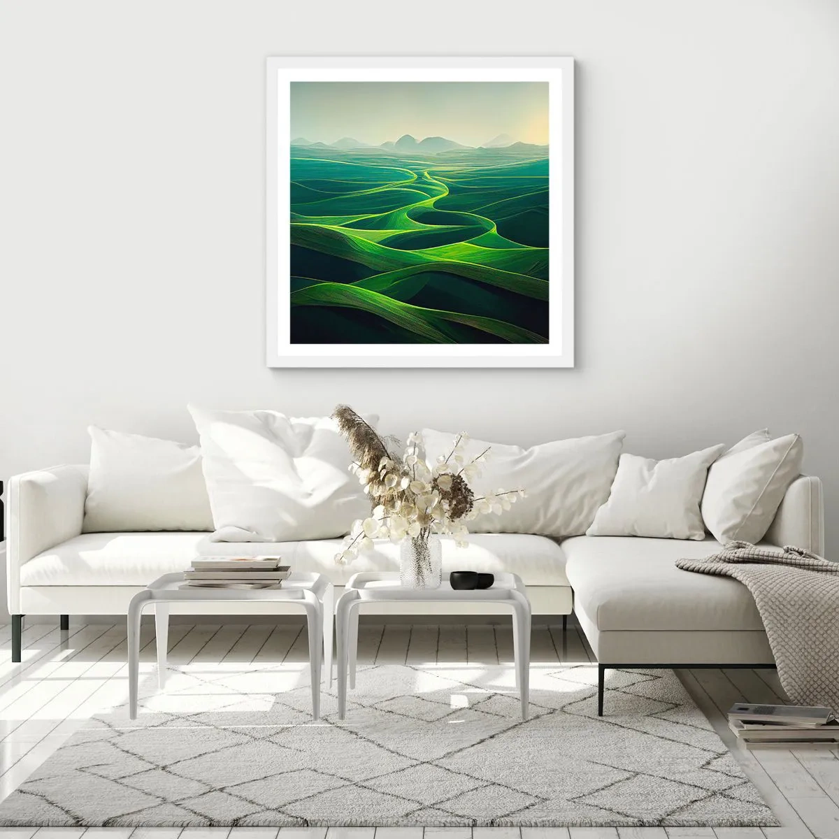 Poster in white frmae - In Green Valleys - 30x30 cm
