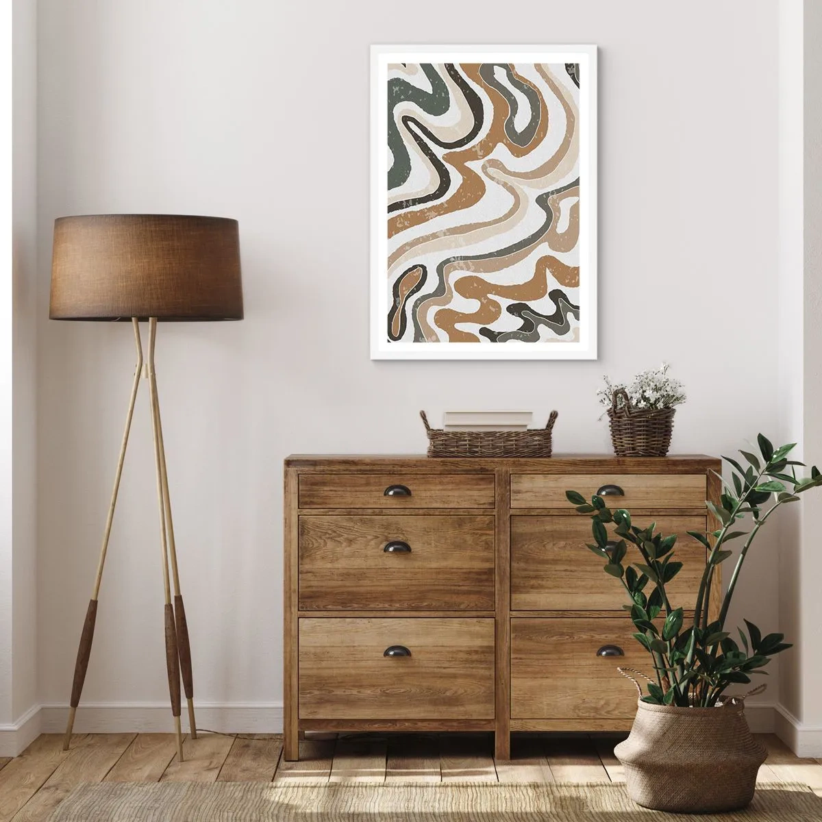 Poster in white frmae - Meanders of Earth Colours - 40x50 cm