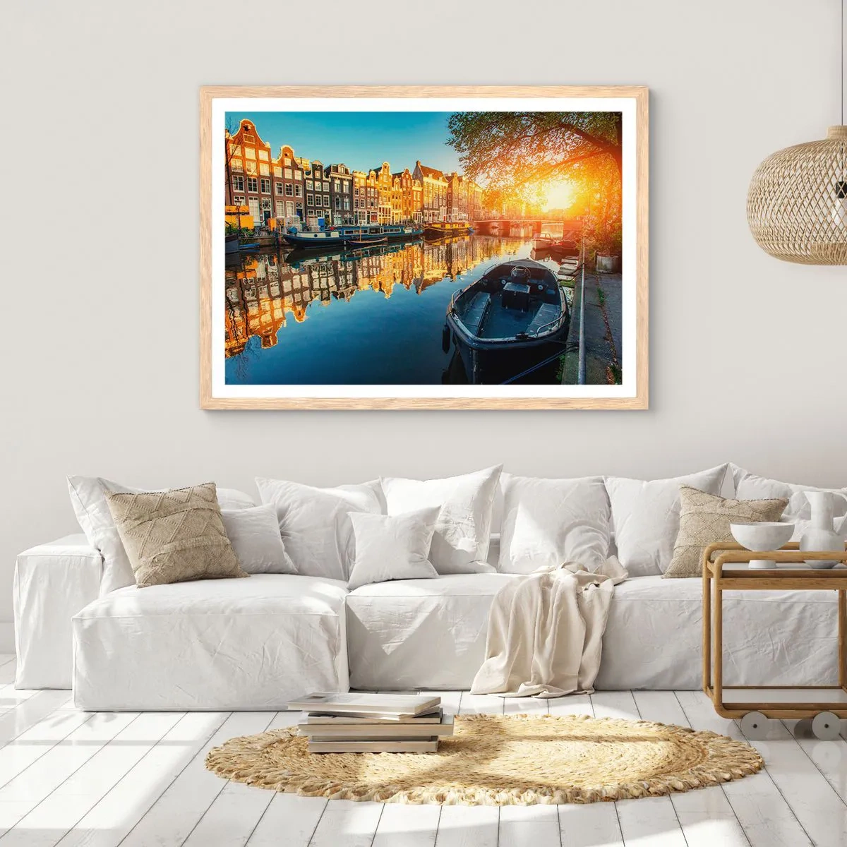 Poster in light oak frame - Morning in Amsterdam - 100x70 cm