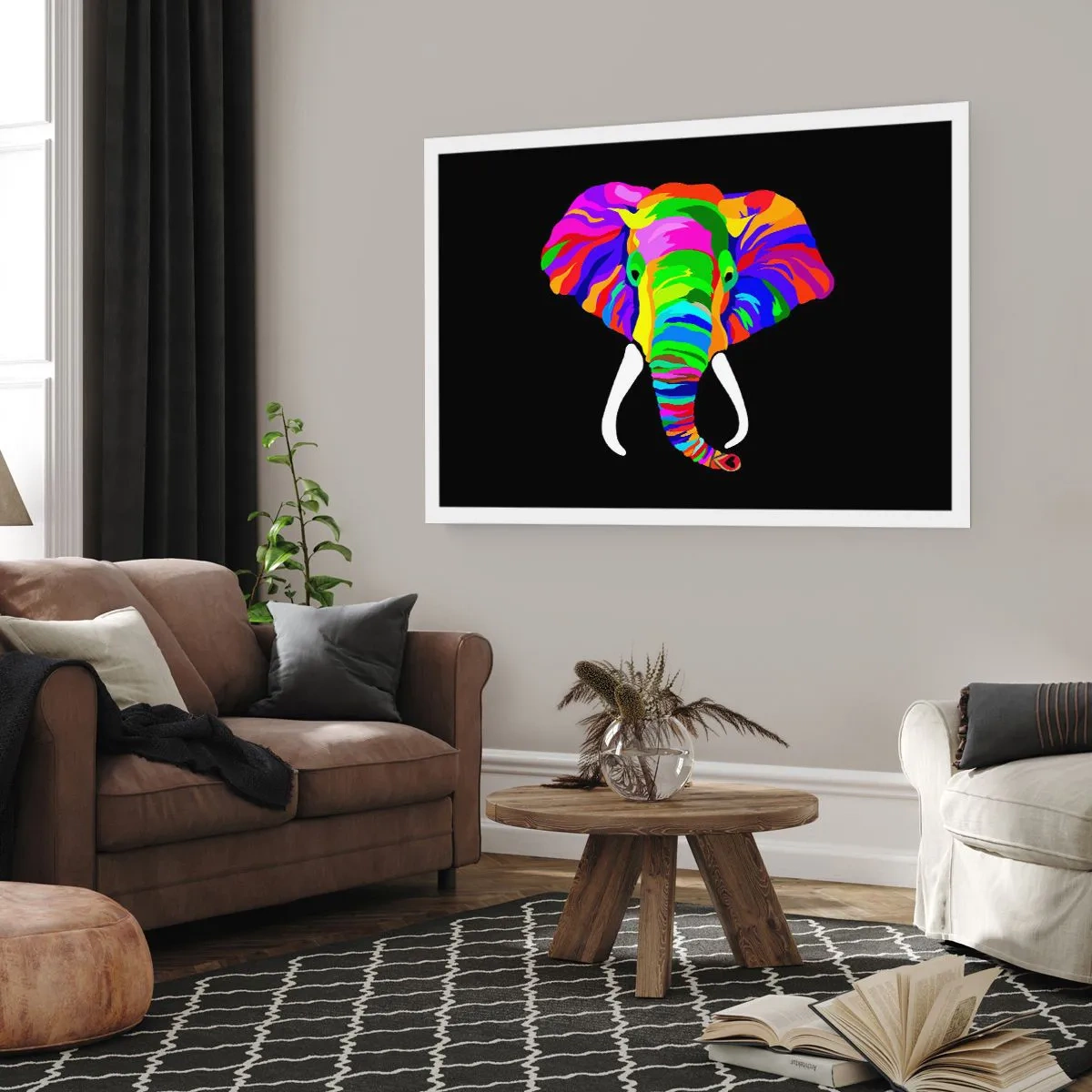 Poster - Elephant That Enjoyed Rainbow Bath - 70x50 cm
