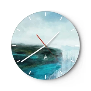 Wall clock - Clock on glass - Marine Abstract - 40x40 cm