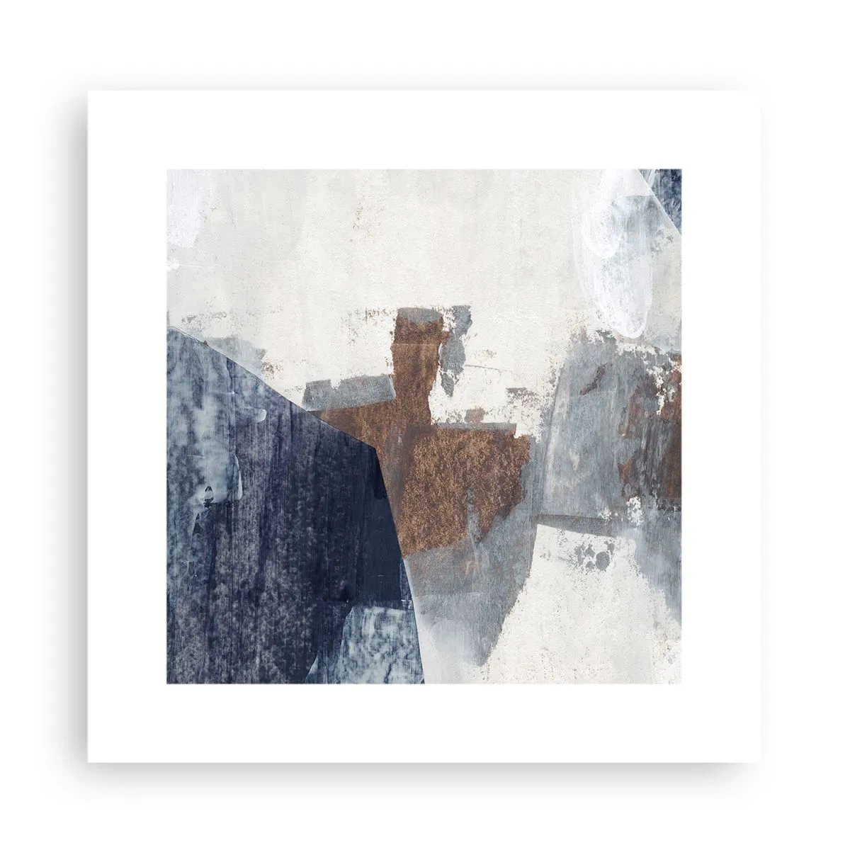 Poster - Blue and Brown Shapes - 30x30 cm