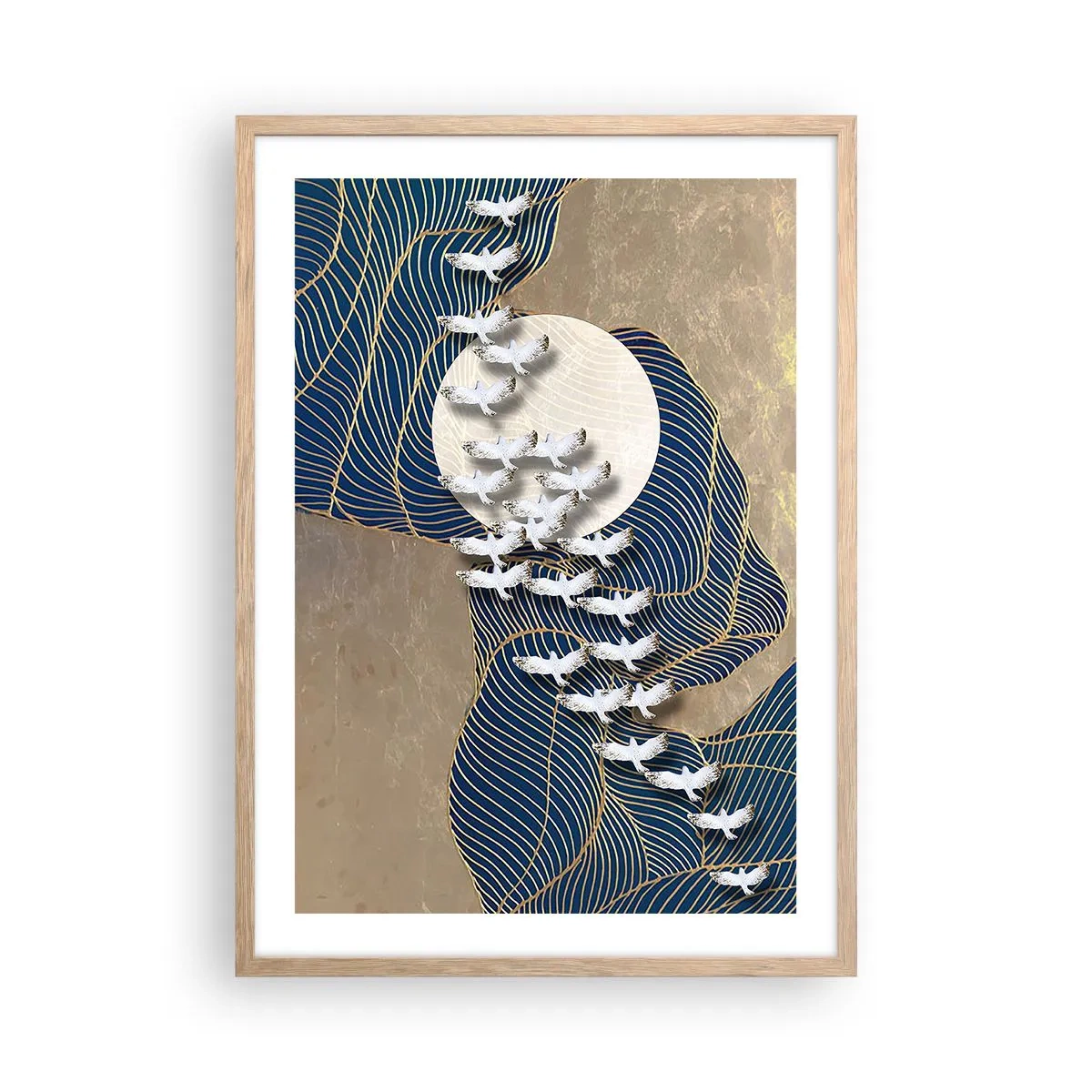 Poster in light oak frame - Freedom, Travel, Community - 50x70 cm