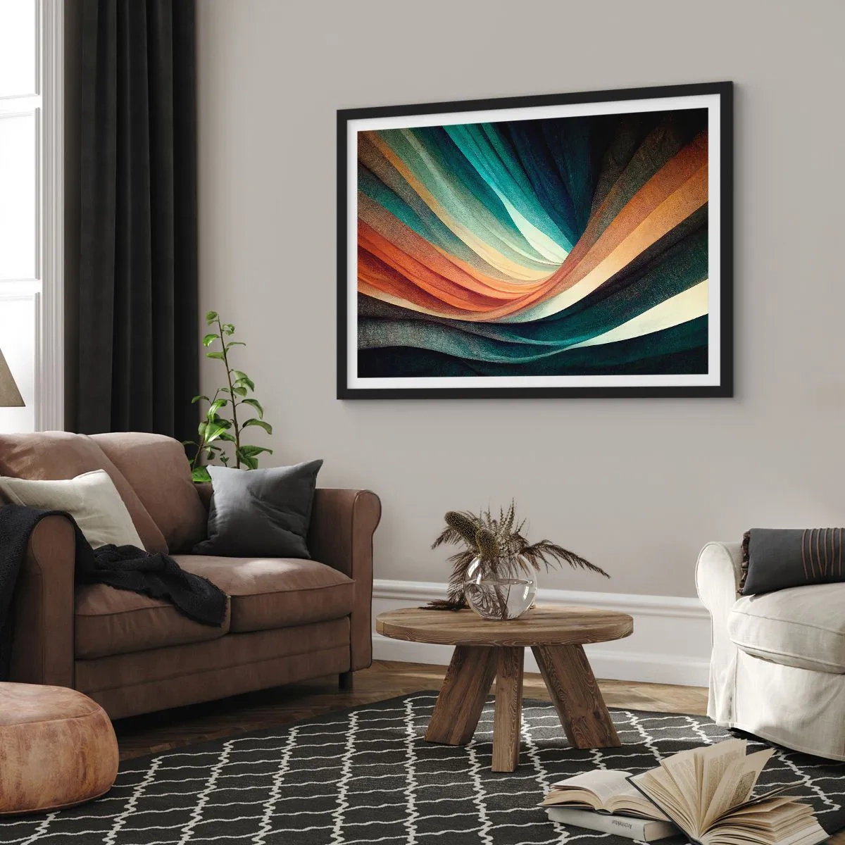 Poster in black frame - Woven from Colours - 100x70 cm