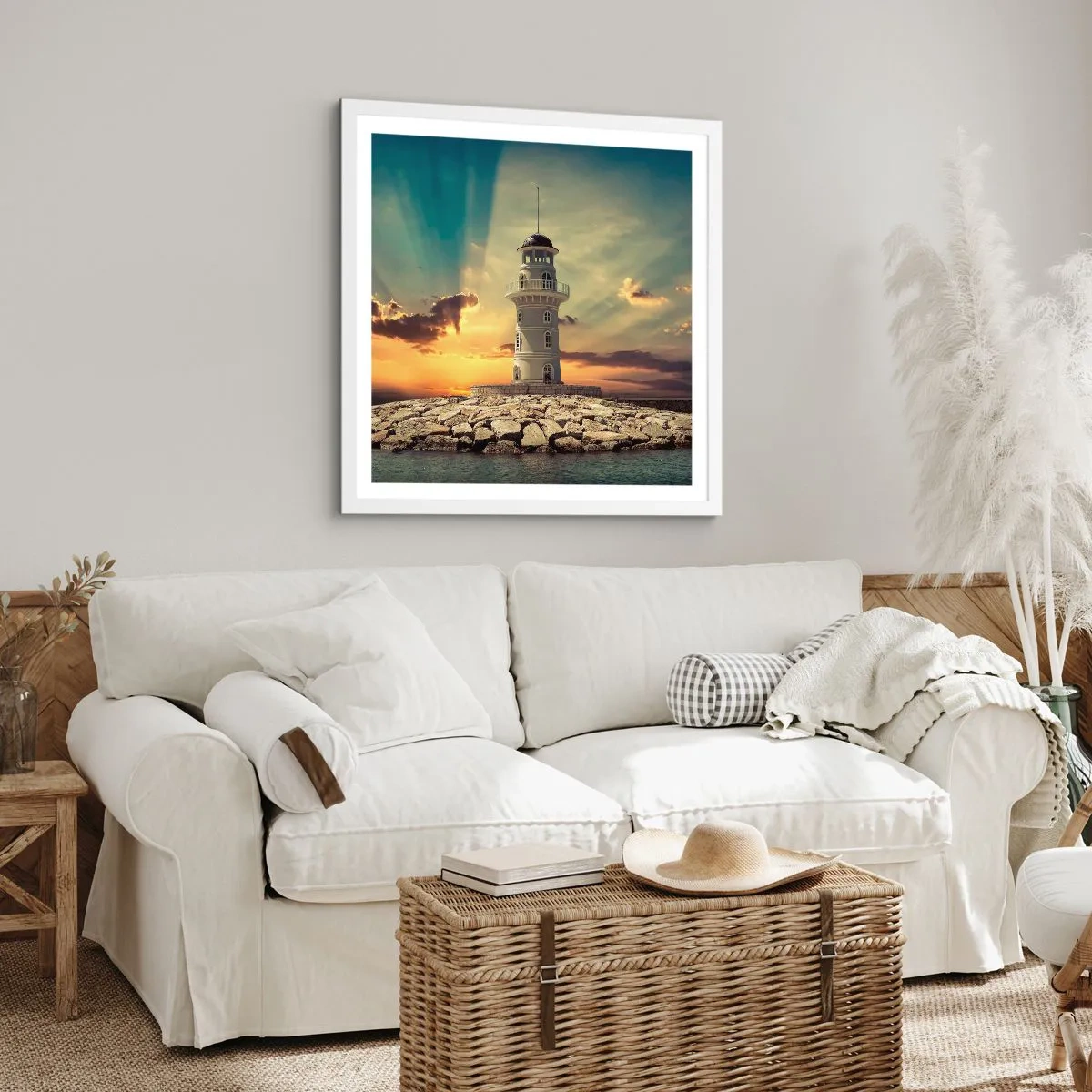 Poster in white frmae - Light, Hope, Beauty - 60x60 cm