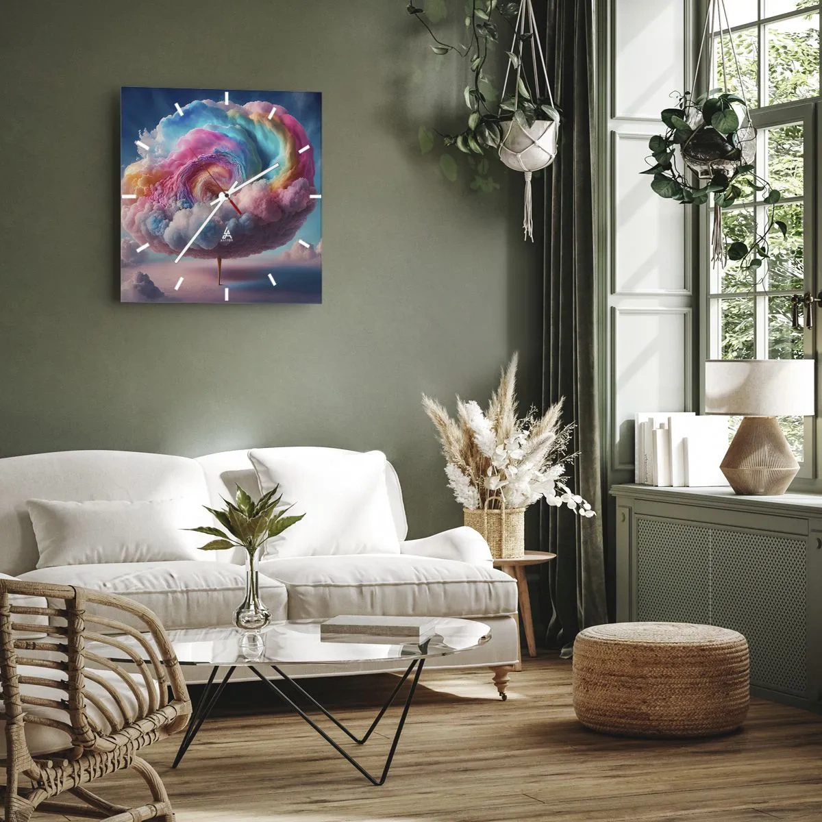 Wall clock - Clock on glass - Dream of a Funfair - 40x40 cm