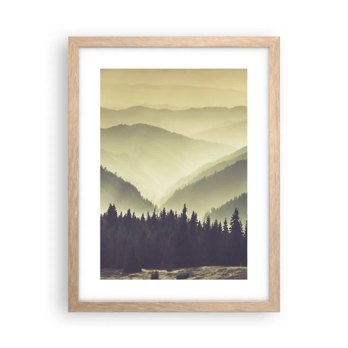 Poster in light oak frame - In a Faraway Land, Past the Mountains - 30x40 cm