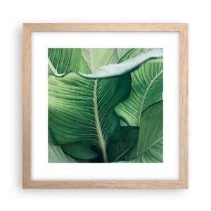 Poster in light oak frame - Life in Intense Green Colour - 30x30 cm