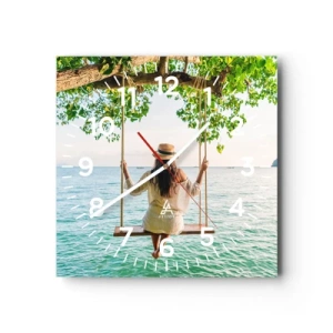 Wall clock - Clock on glass - Life Is Beautiful - 30x30 cm