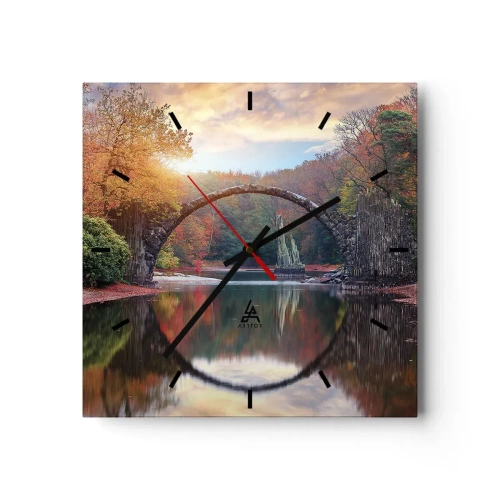 Wall clock - Clock on glass - On the Other Side of a Mirror - 40x40 cm