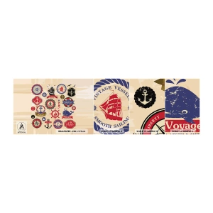 Photo Wallpaper Sample Standard Eco - Brotherhood of Yachts - Nautical, Anchor, Compass - 100x30 cm