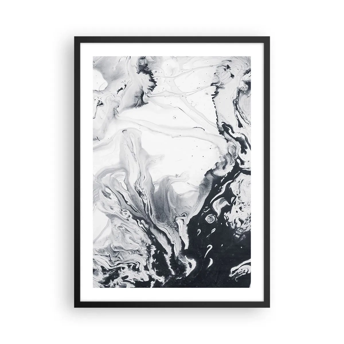Poster in black frame - Abstract black and white patterns - 50x70cm - Earth's Interior - Modern wall decoration for the living room and bedroom ARTTOR