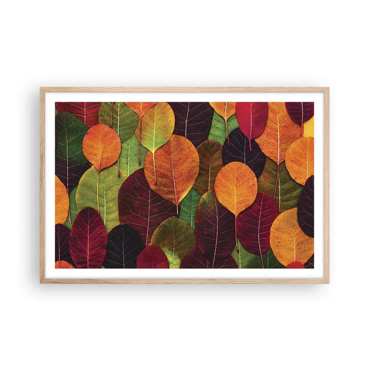 Poster in light oak frame - Autumn Mosaics - 91x61 cm