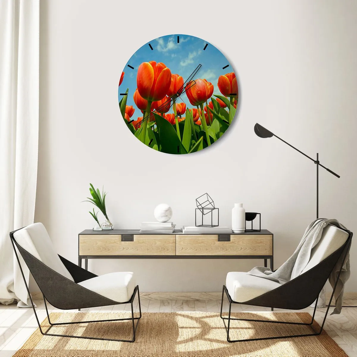 Wall clock - Clock on glass - Blue Sky Is All They Need - 30x30 cm