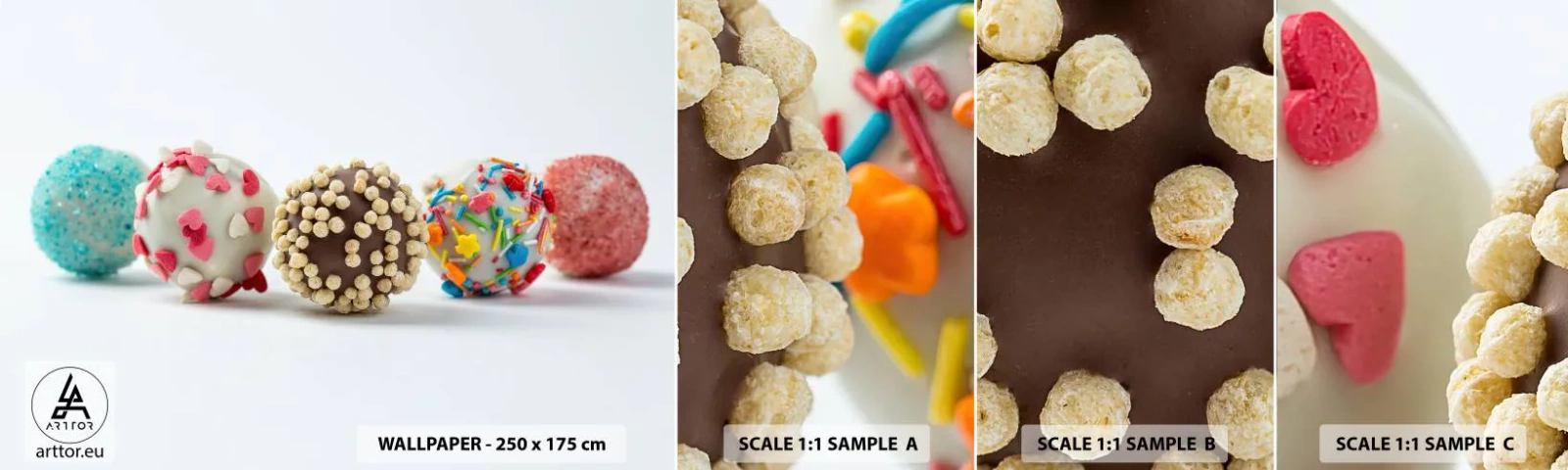 Photo Wallpaper Sample Standard Eco - Life Can Be Sweet - Sweets, Candies, Colorful Lollipops - 100x30 cm
