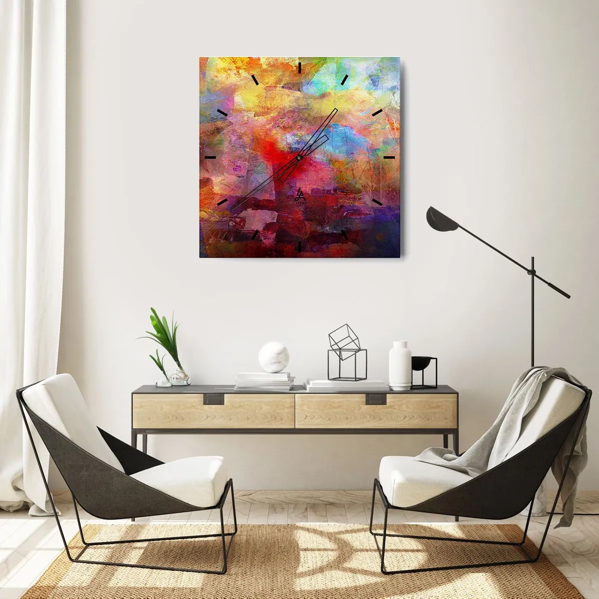 Wall clock - Clock on glass - Looking inside the Rainbow - 30x30 cm