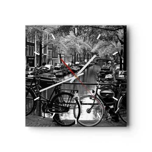 Wall clock - Clock on glass - A Very Dutch View - 30x30 cm