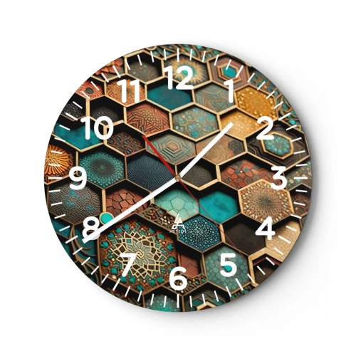 Wall clock - Clock on glass - Arabic Ornaments - Variation - 30x30 cm